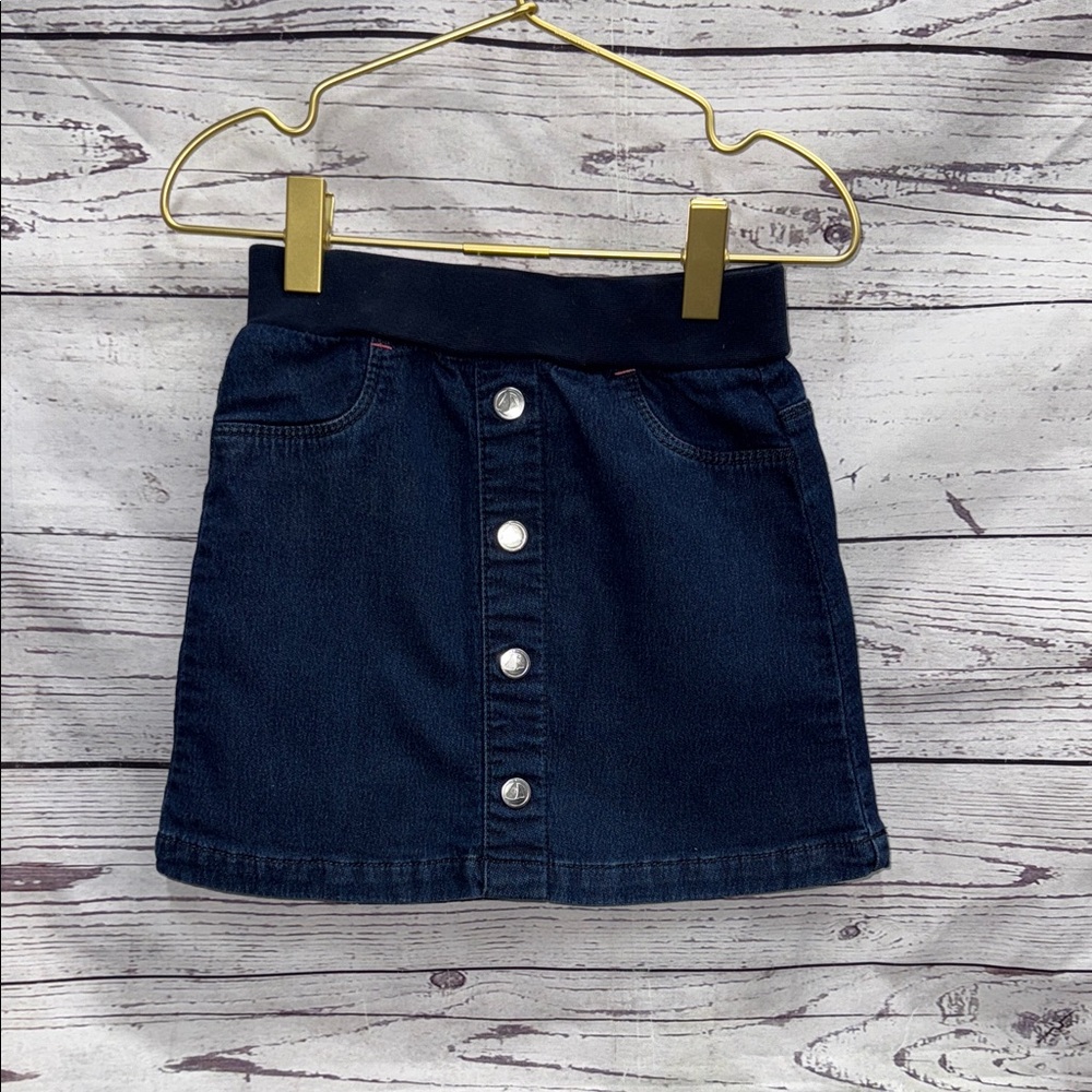 Petit Bateau Denim Button-Front Skirt - Blue Size 6 /116cm